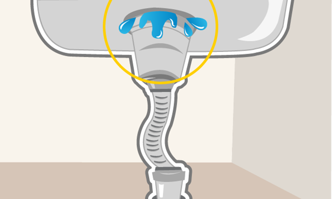 キッチンシンク下「排水トラップ」と「シンク」の繋ぎ目からの水漏れ